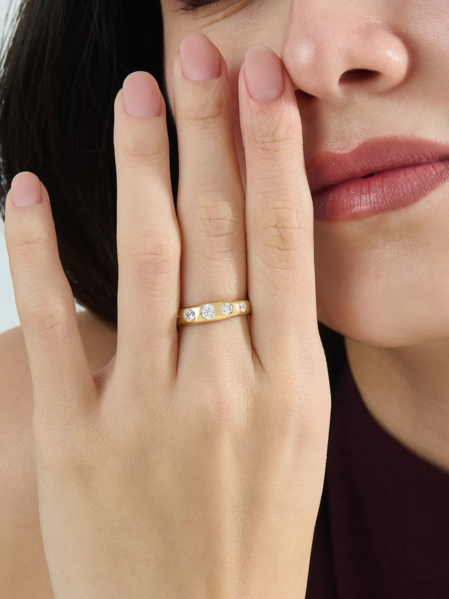 5 Stone Dome Ring, solid gold ring, view 3 | DiaFifth