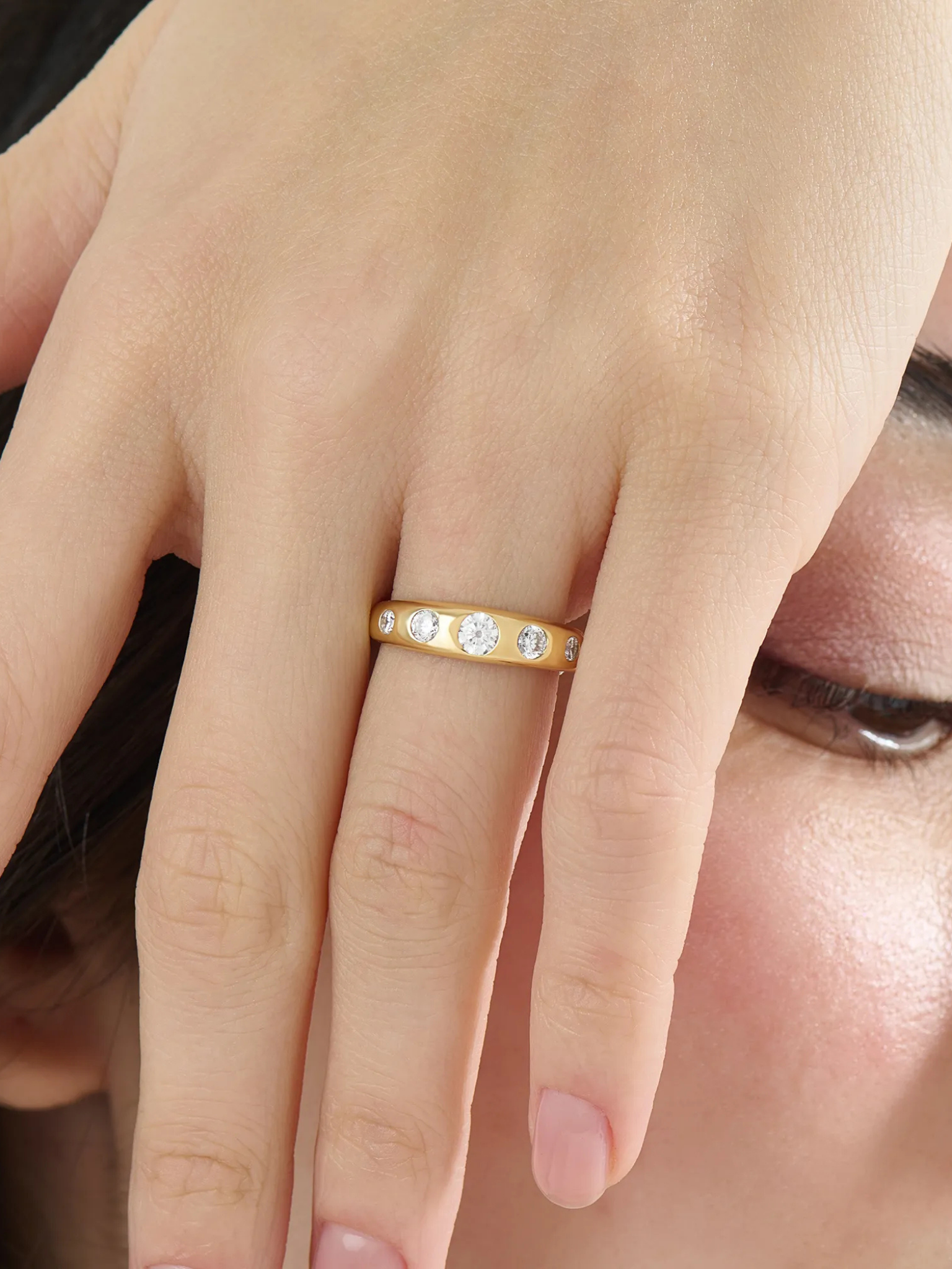 5 Stone Dome Ring, solid gold ring, view 6 | DiaFifth