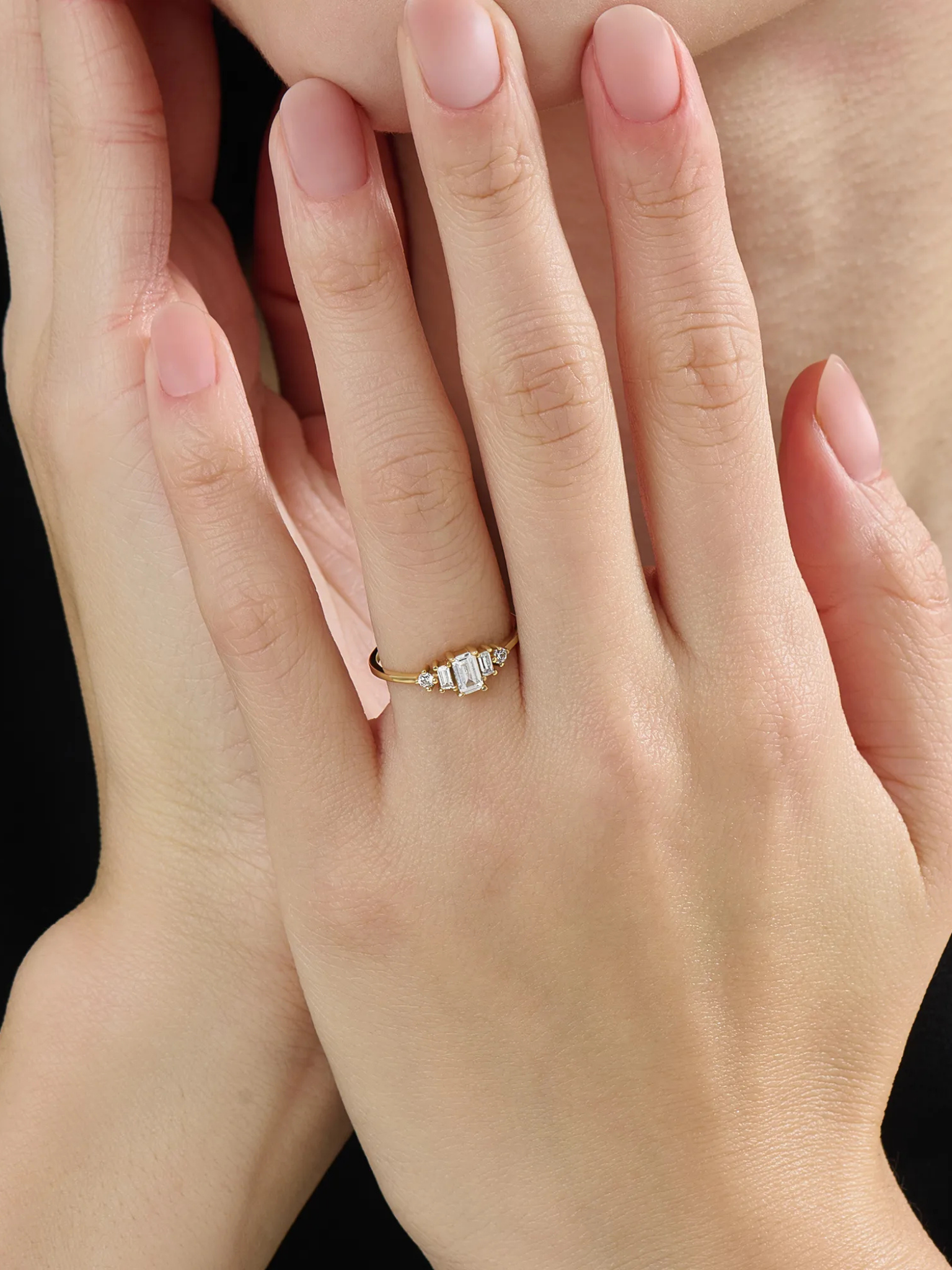 Art Deco Engagement, solid gold ring, view 6 | DiaFifth