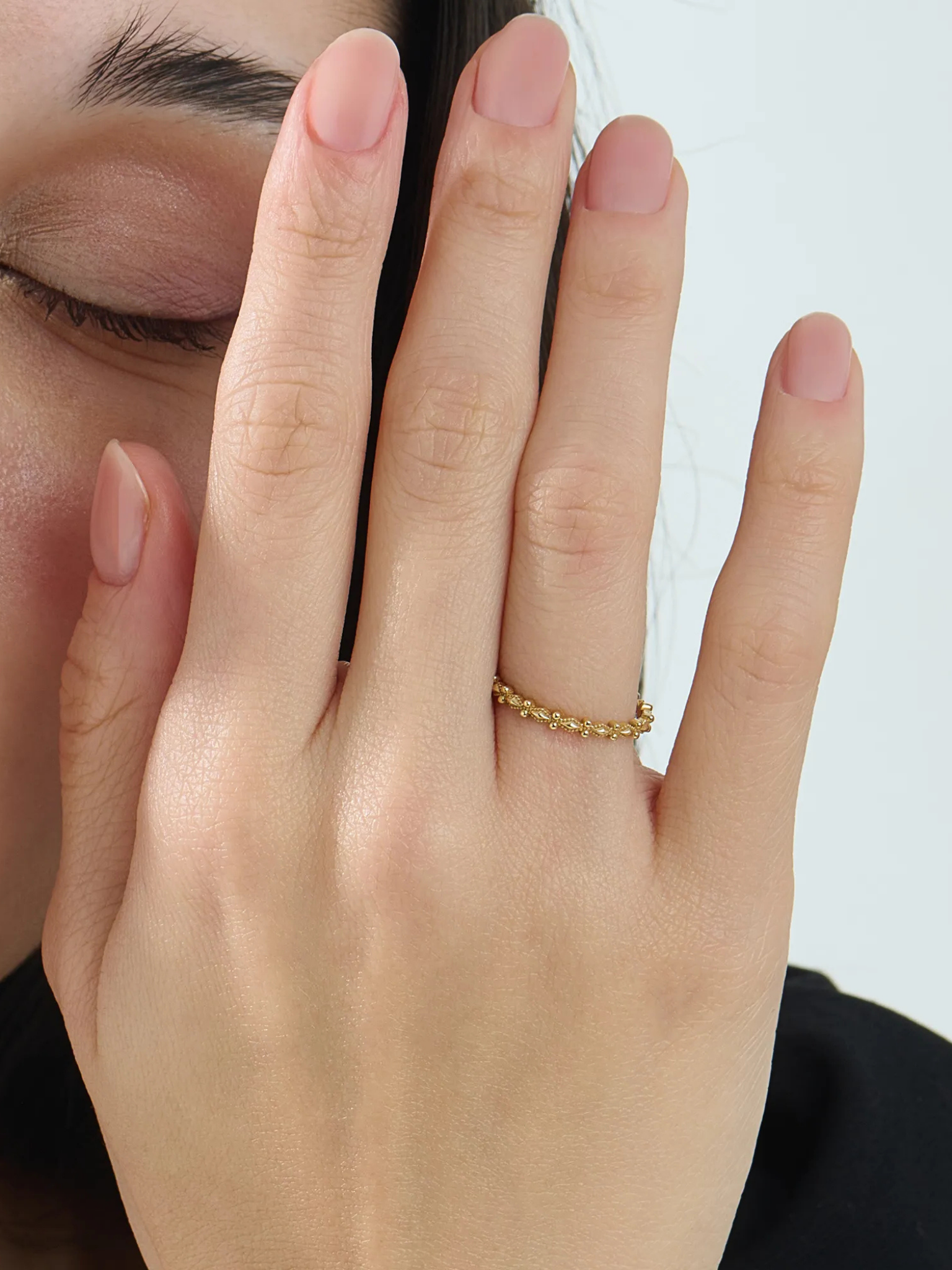 Art Deco Stacking Ring, solid gold ring, view 3 | DiaFifth