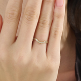 Mixed Cut Curve Ring, solid gold ring, view 3 | DiaFifth