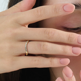 Baguette Curve Ring, solid gold ring, view 3 | DiaFifth