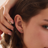 Baguette Stud Earring, solid gold earrings, view 5 | DiaFifth