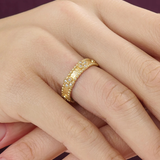 Beaded Cross Wedding Band, solid gold ring, view 6 | DiaFifth