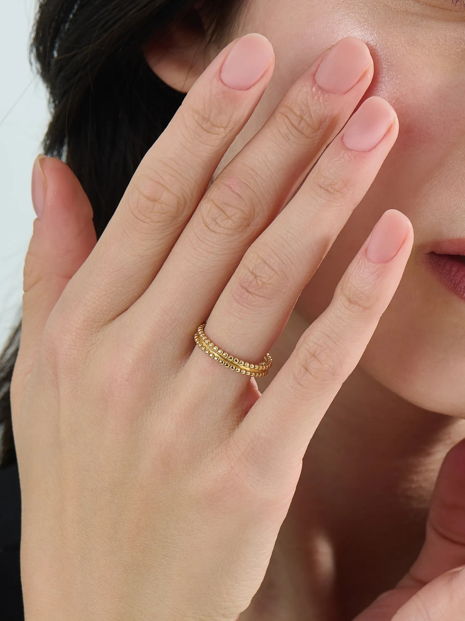 Beaded Wedding Band, solid gold ring, view 5 | DiaFifth
