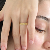 Bold Beaded Wedding Band, solid gold ring, view 6 | DiaFifth