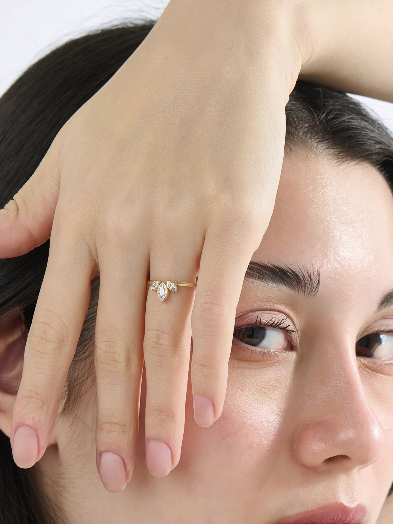 Bezel Marquise Statement Ring, solid gold ring, view 3 | DiaFifth