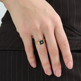 Black Enamel Signet Ring, solid gold ring, view 6 | DiaFifth