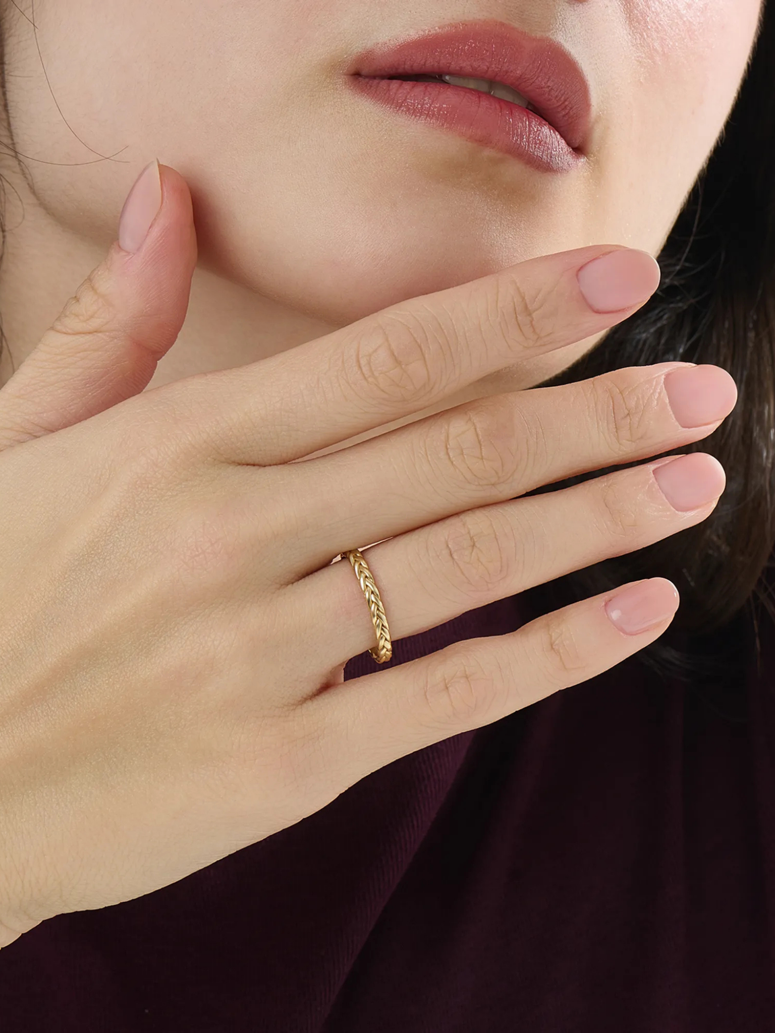 Braided Wedding Band, solid gold ring, view 5 | DiaFifth