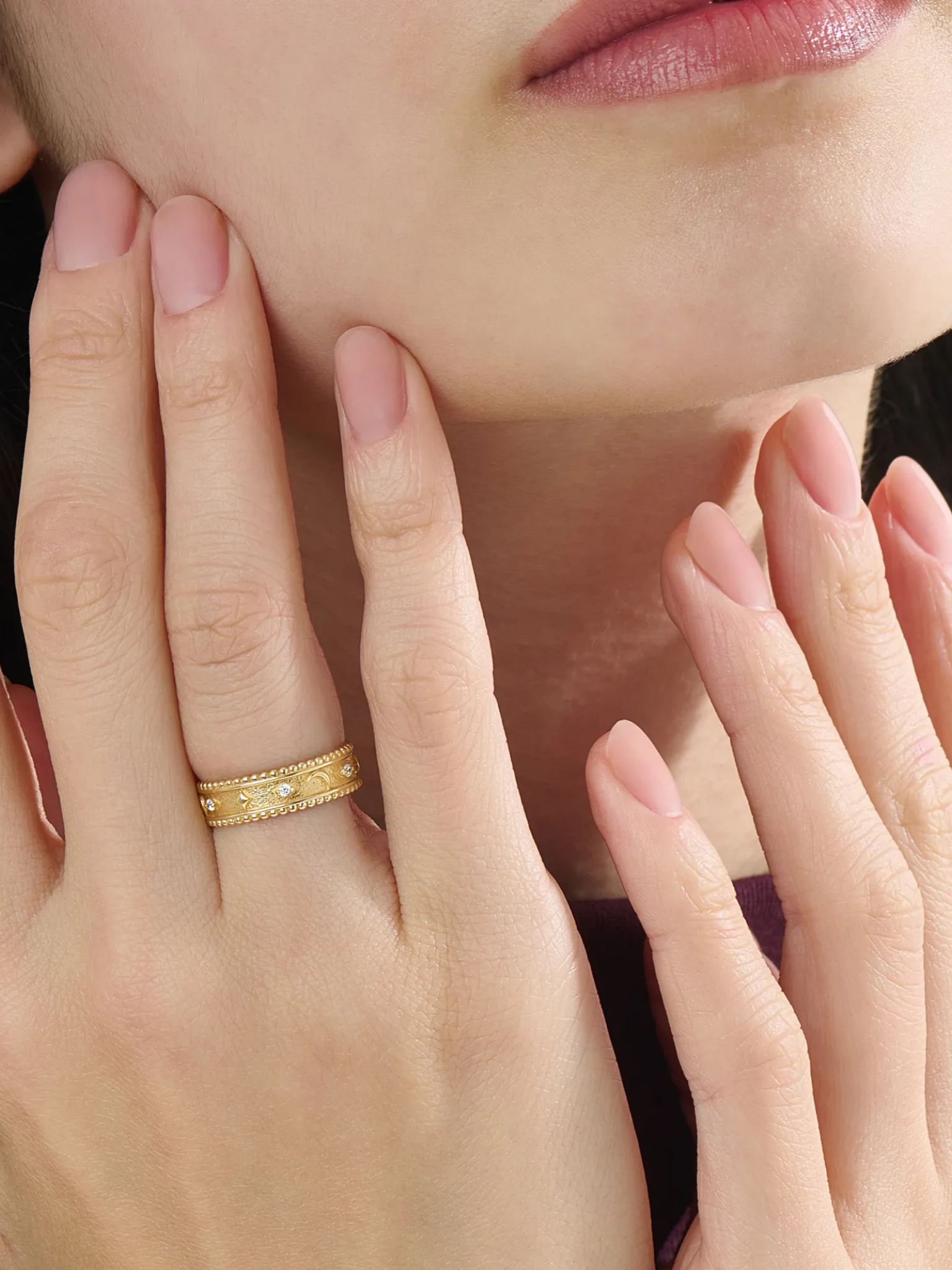 Celestial Wedding Band, solid gold ring, view 6 | DiaFifth