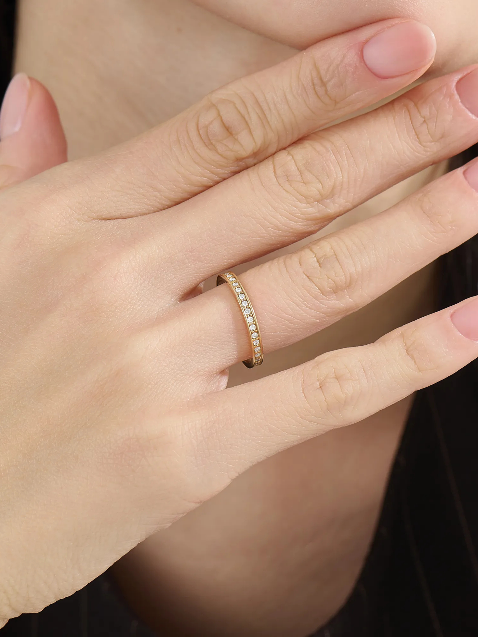 Channel Set Eternity Band, solid gold ring, view 3 | DiaFifth