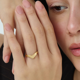 Chevron Curve Ring, solid gold ring, view 6 | DiaFifth