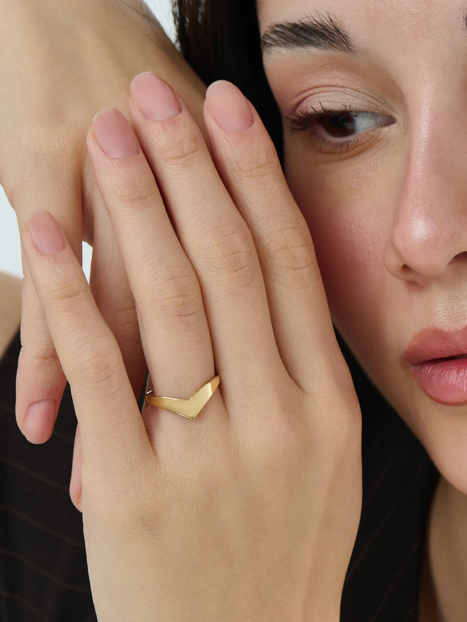 Chevron Curve Ring, solid gold ring, view 6 | DiaFifth
