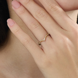 Pave Chevron Curve Ring, solid gold ring, view 6 | DiaFifth