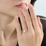 Chevron Curve Ring, solid gold ring, view 3 | DiaFifth