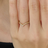 Pave Chevron Curve Ring, solid gold ring, view 3 | DiaFifth