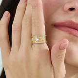 Cigar Wedding Band, solid gold ring, view 3 | DiaFifth