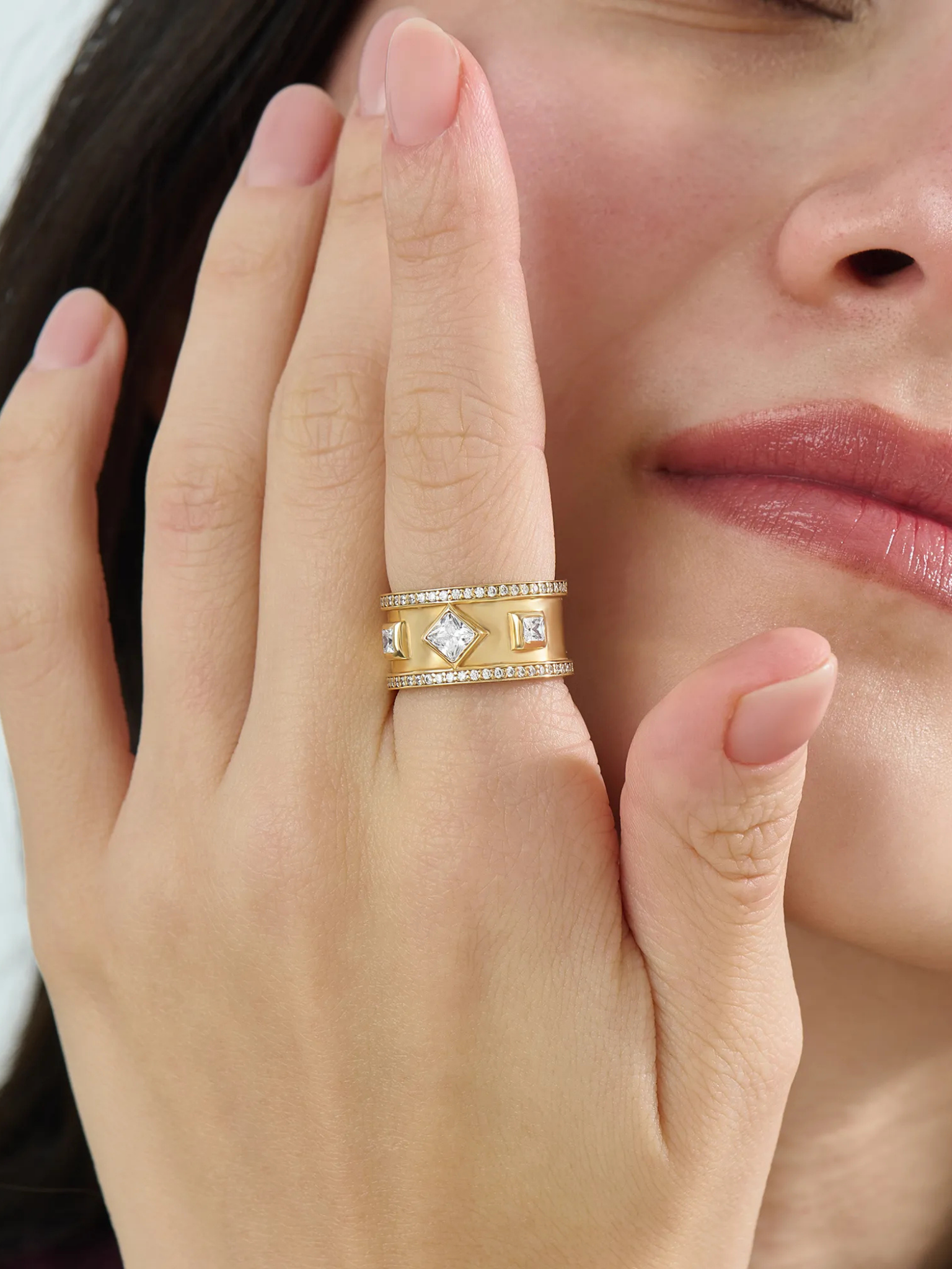 Cigar Wedding Band, solid gold ring, view 3 | DiaFifth