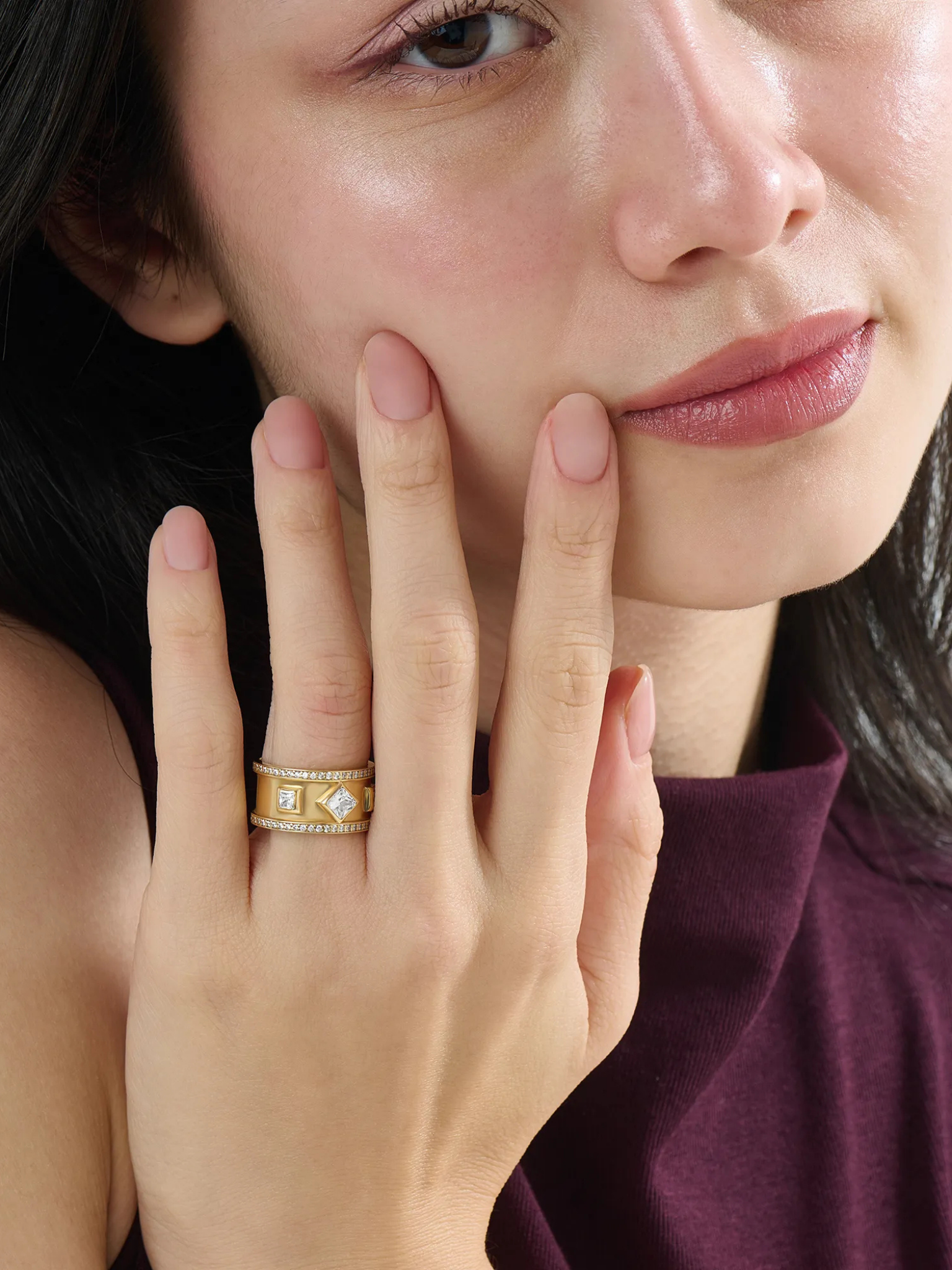 Cigar Wedding Band, solid gold ring, view 6 | DiaFifth