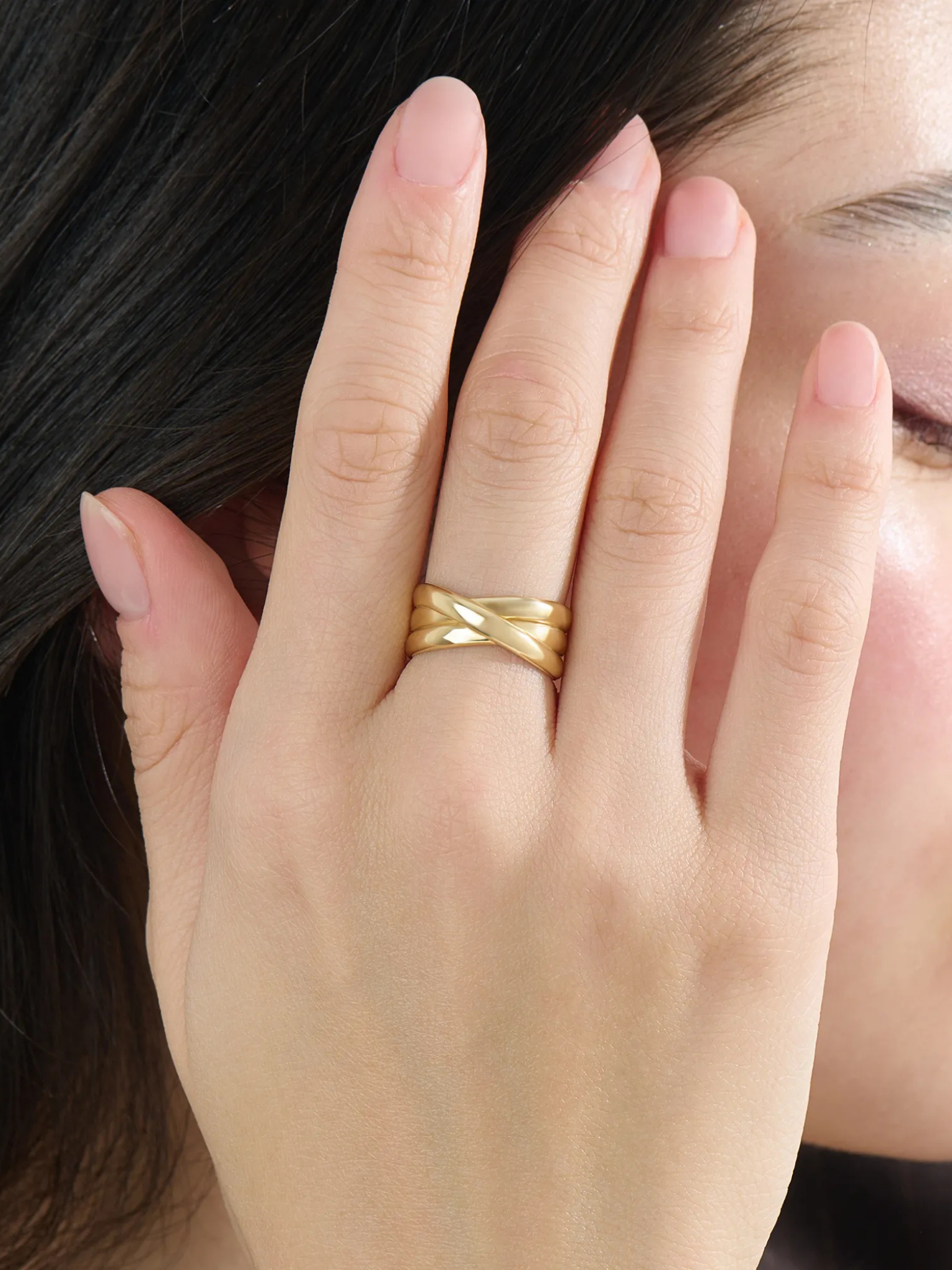Crossover Statement Ring, solid gold ring, view 3 | DiaFifth