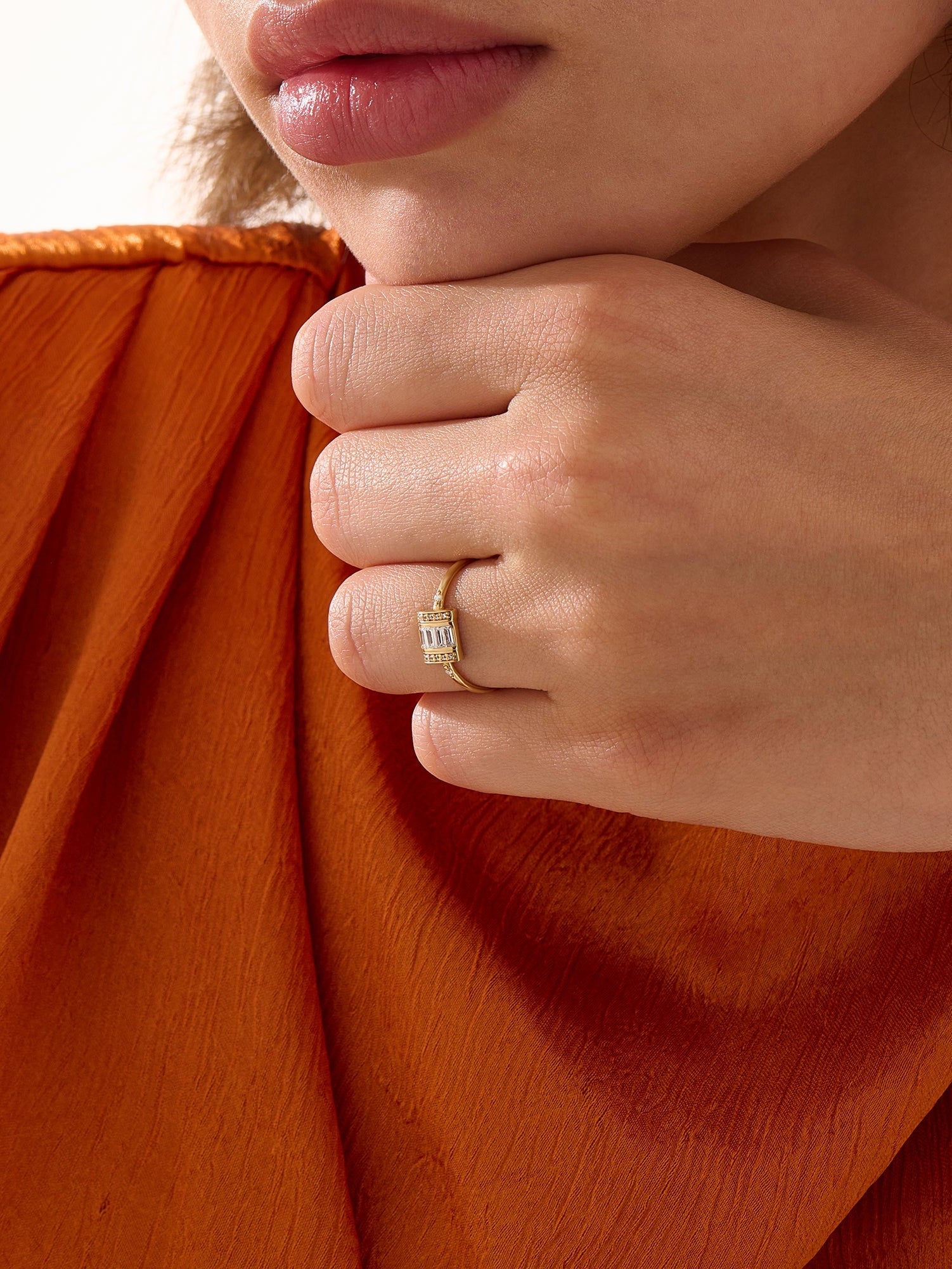 Baguette Statement Ring, solid gold ring, view 6 | DiaFifth