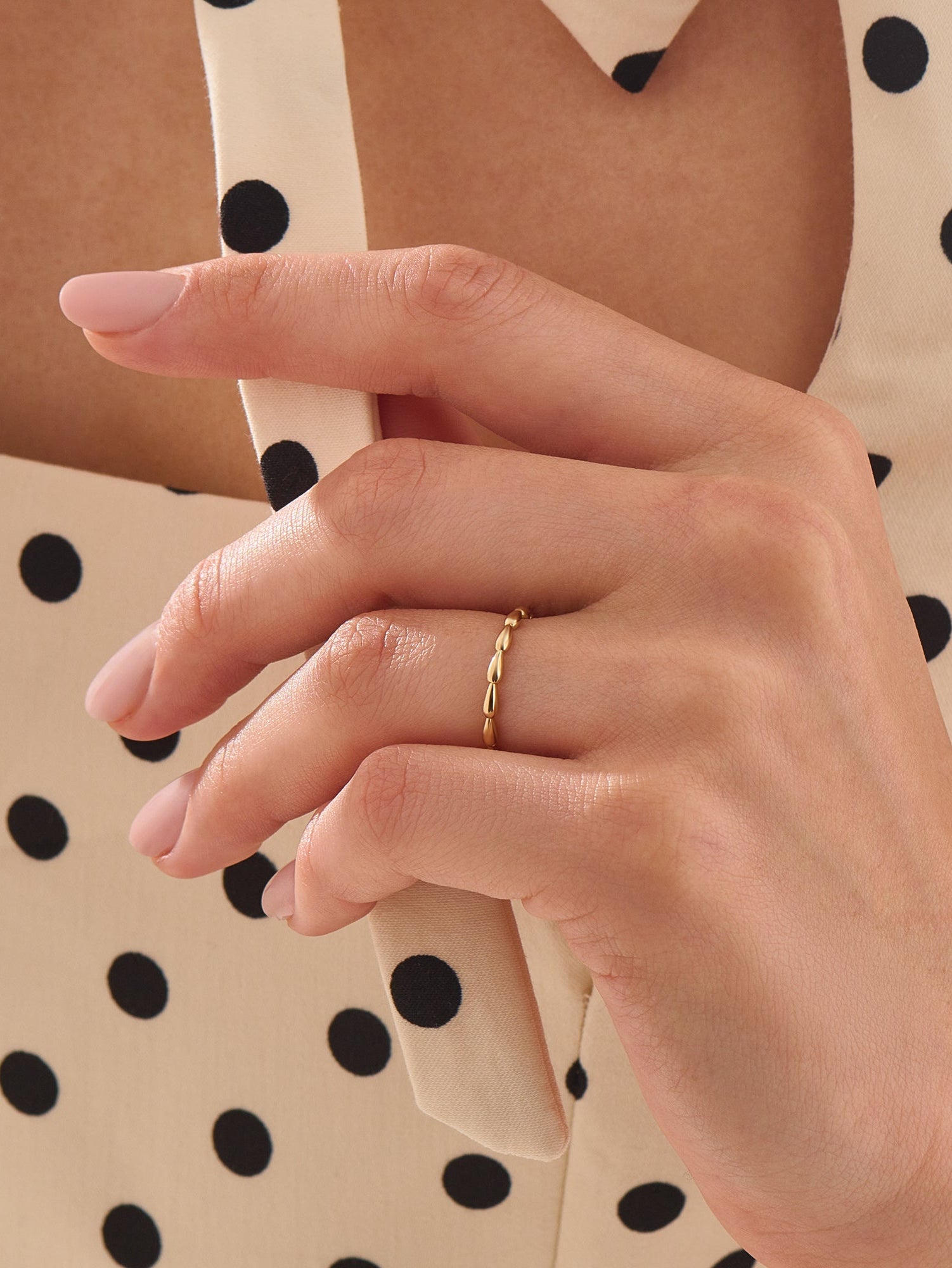 Teardrop Stacking Ring, solid gold ring, view 6 | DiaFifth