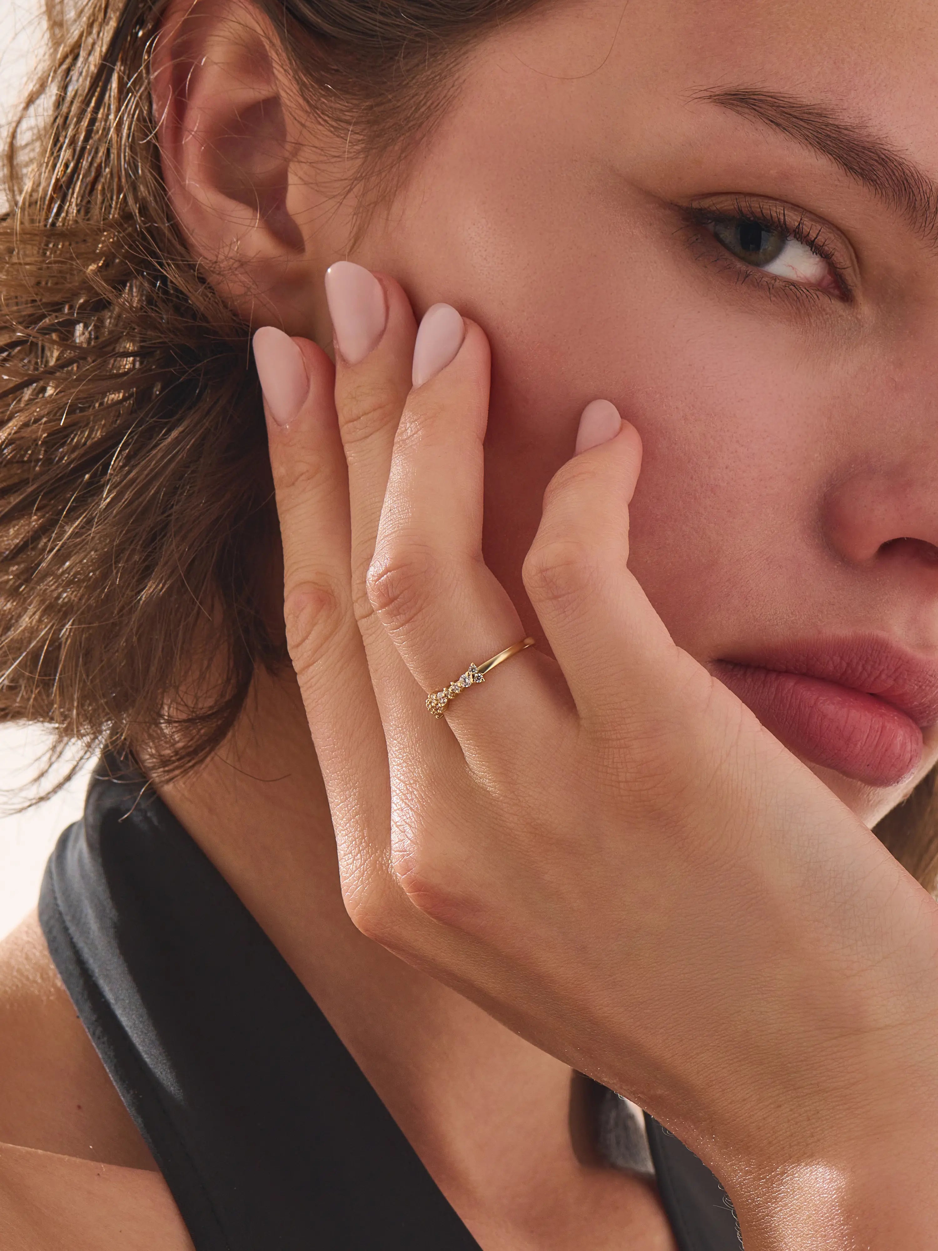 Cluster Wedding Ring, solid gold ring, view 6 | DiaFifth