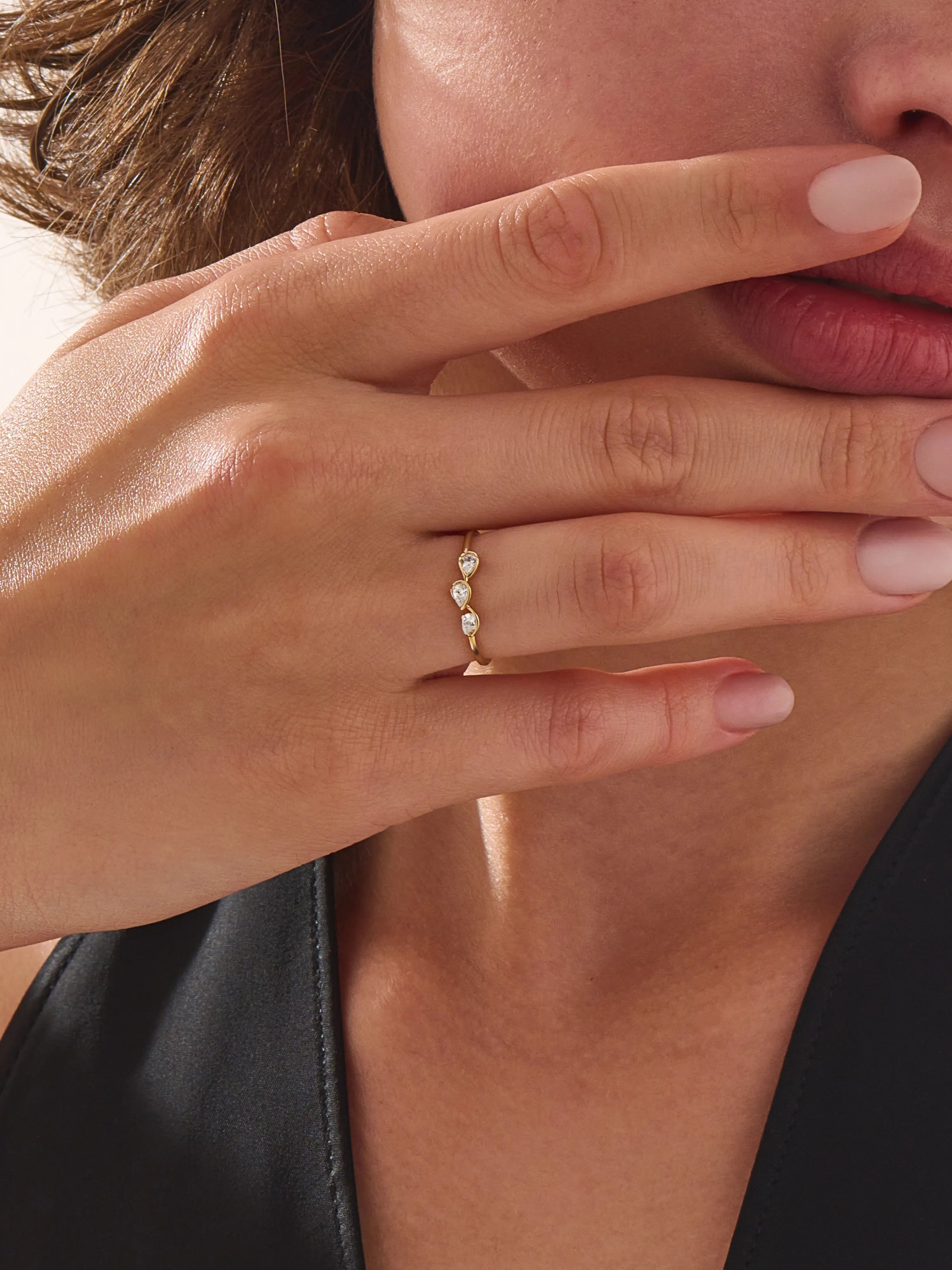 Trio Stacking Ring, solid gold ring, view 3 | DiaFifth