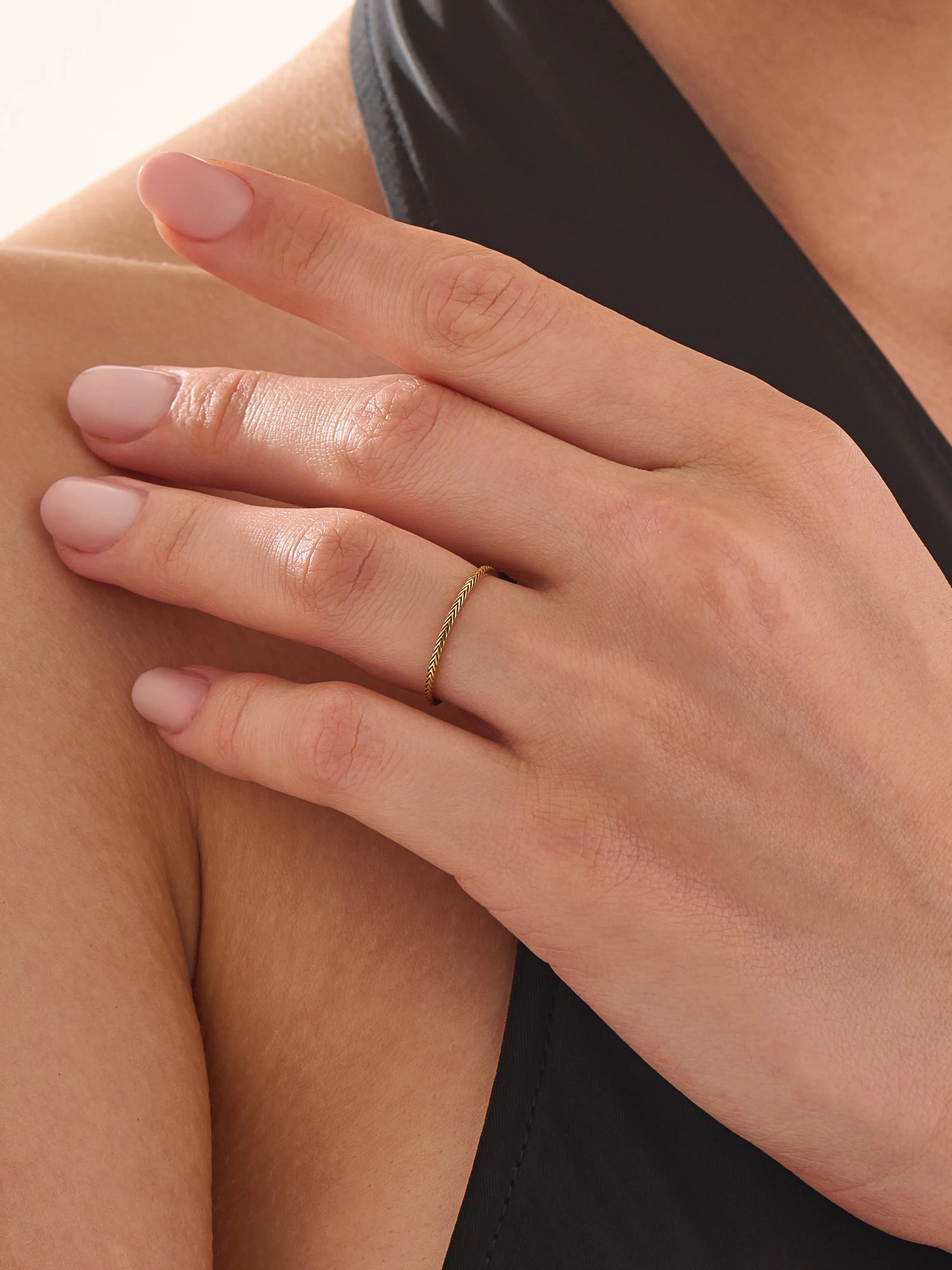 Ultra Thin Stacking Ring, solid gold ring, view 3 | DiaFifth