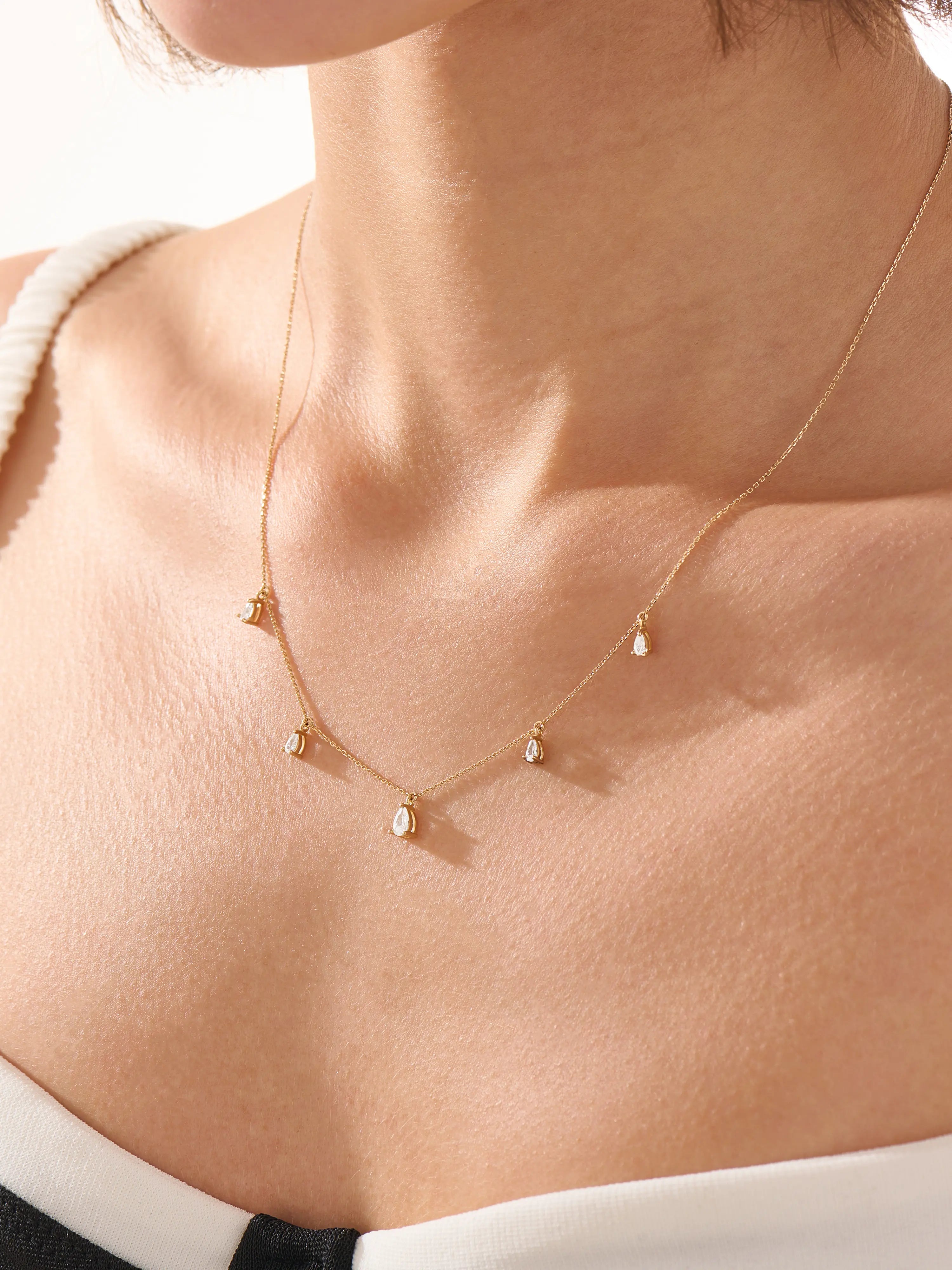5 Diamond Necklace, solid gold necklace, view 3 | DiaFifth