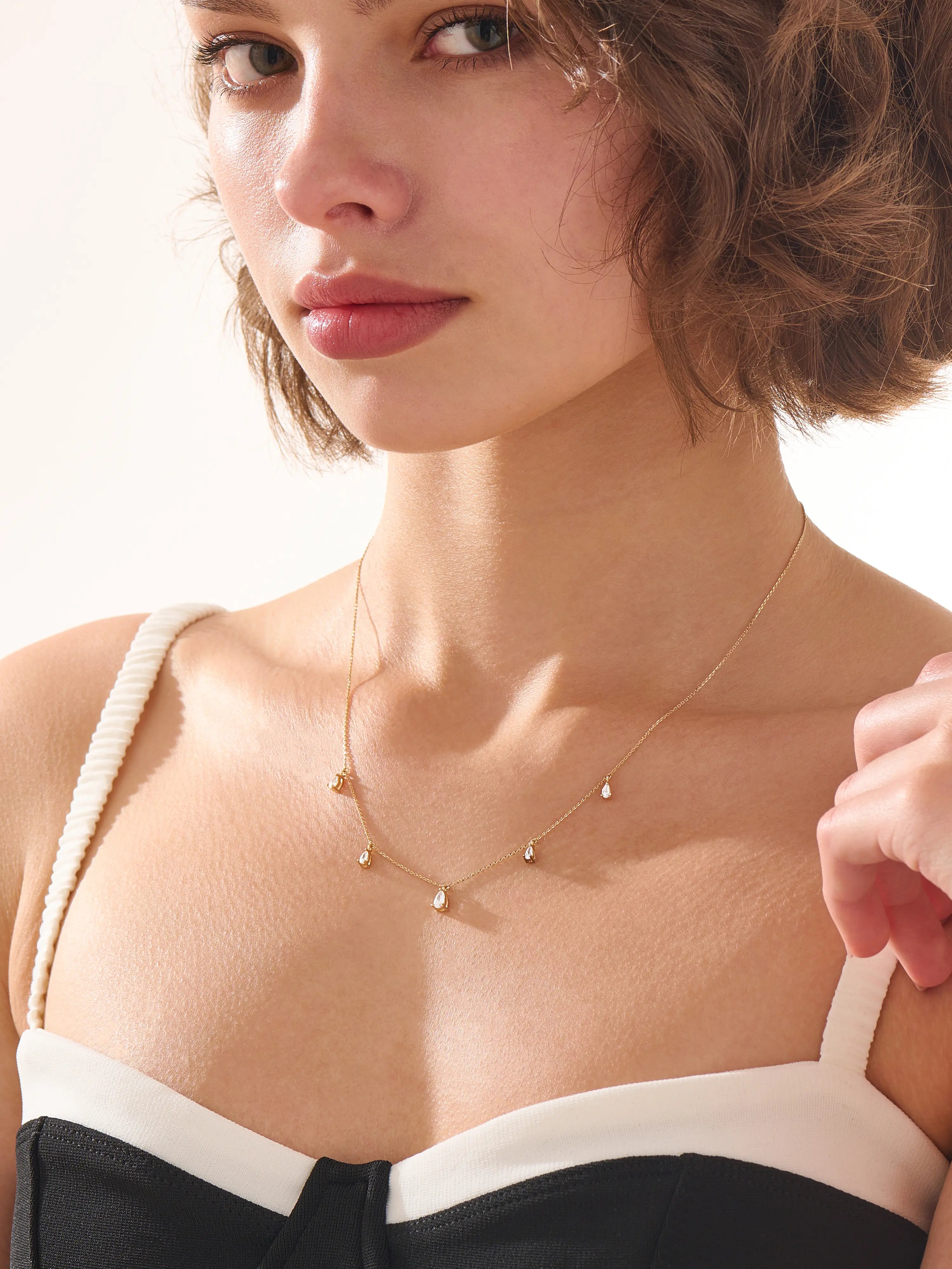 5 Diamond Necklace, solid gold necklace, view 6 | DiaFifth