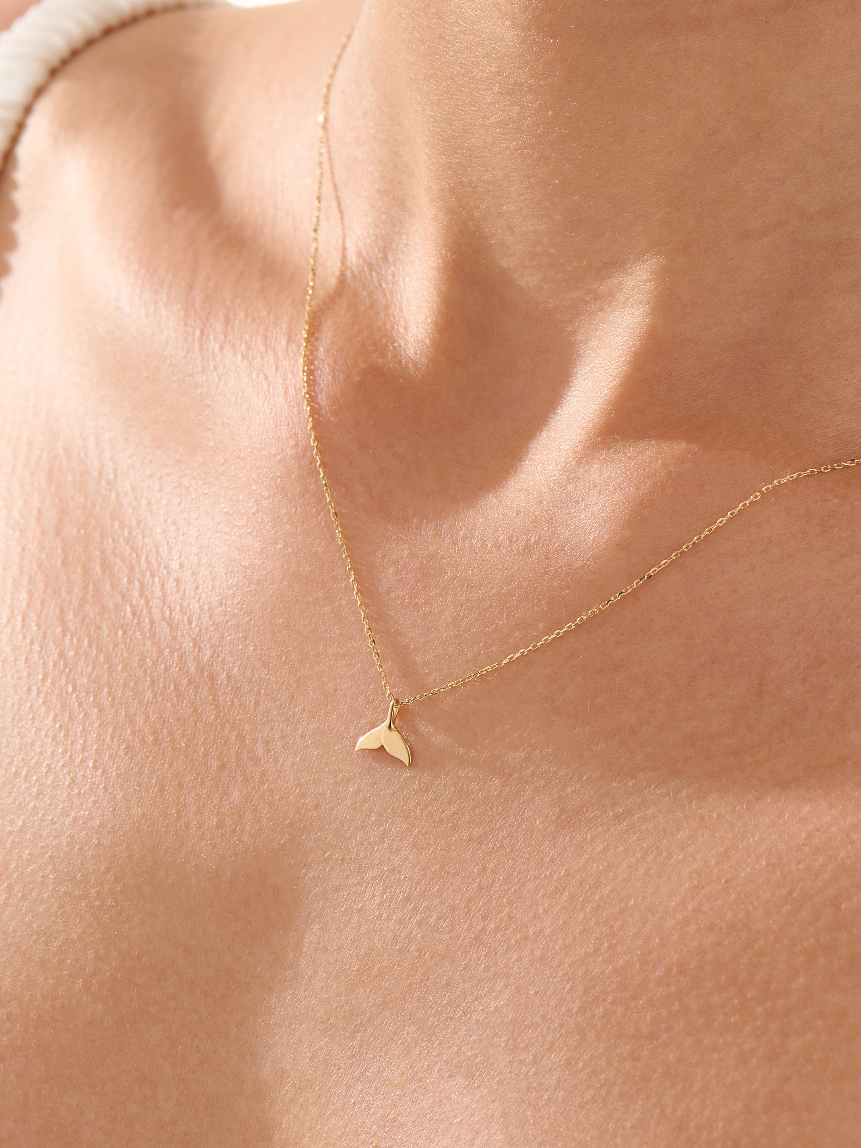 Whale Tail Necklace, solid gold necklace, view 3 | DiaFifth