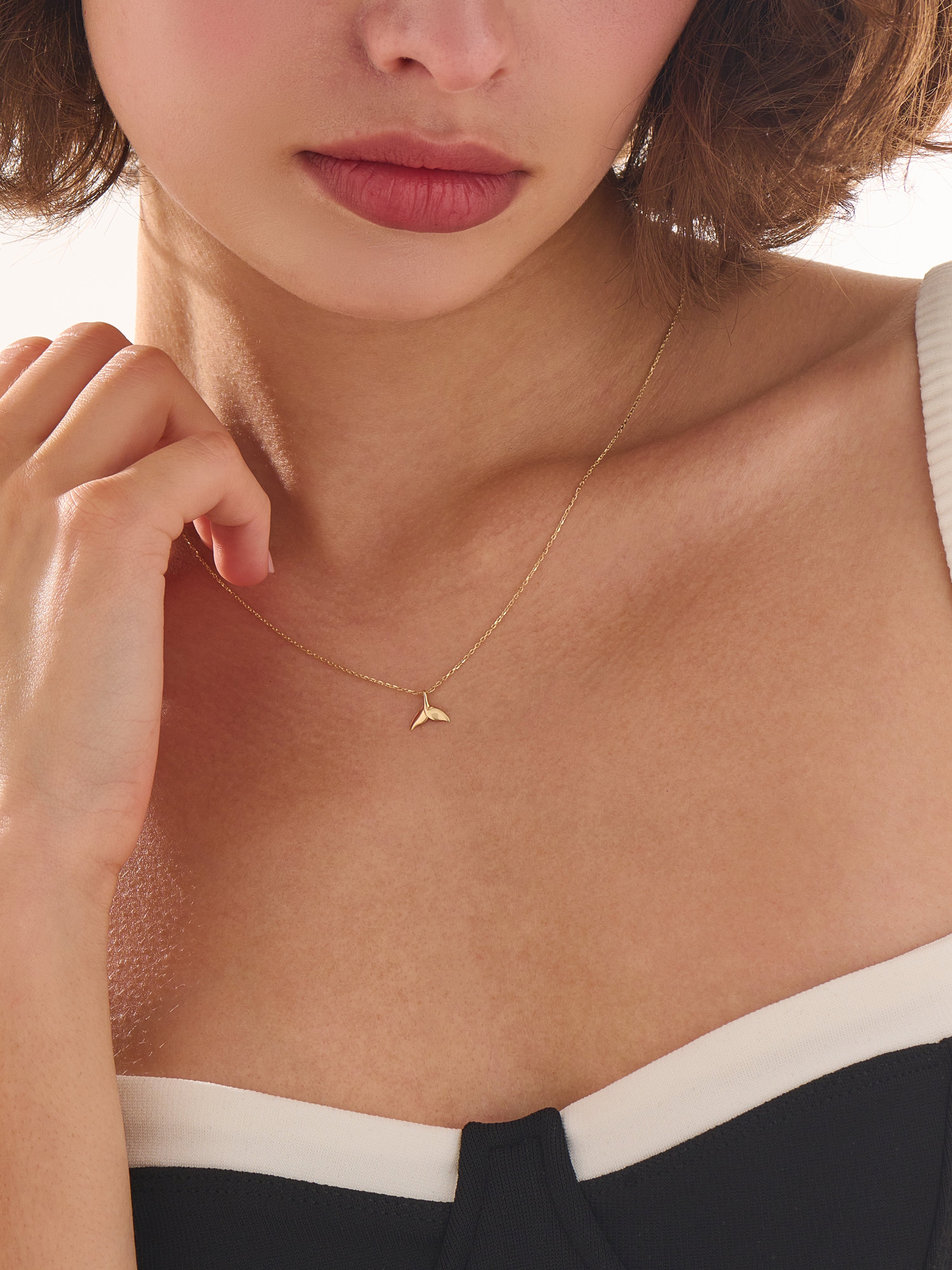 Whale Tail Necklace, solid gold necklace, view 6 | DiaFifth