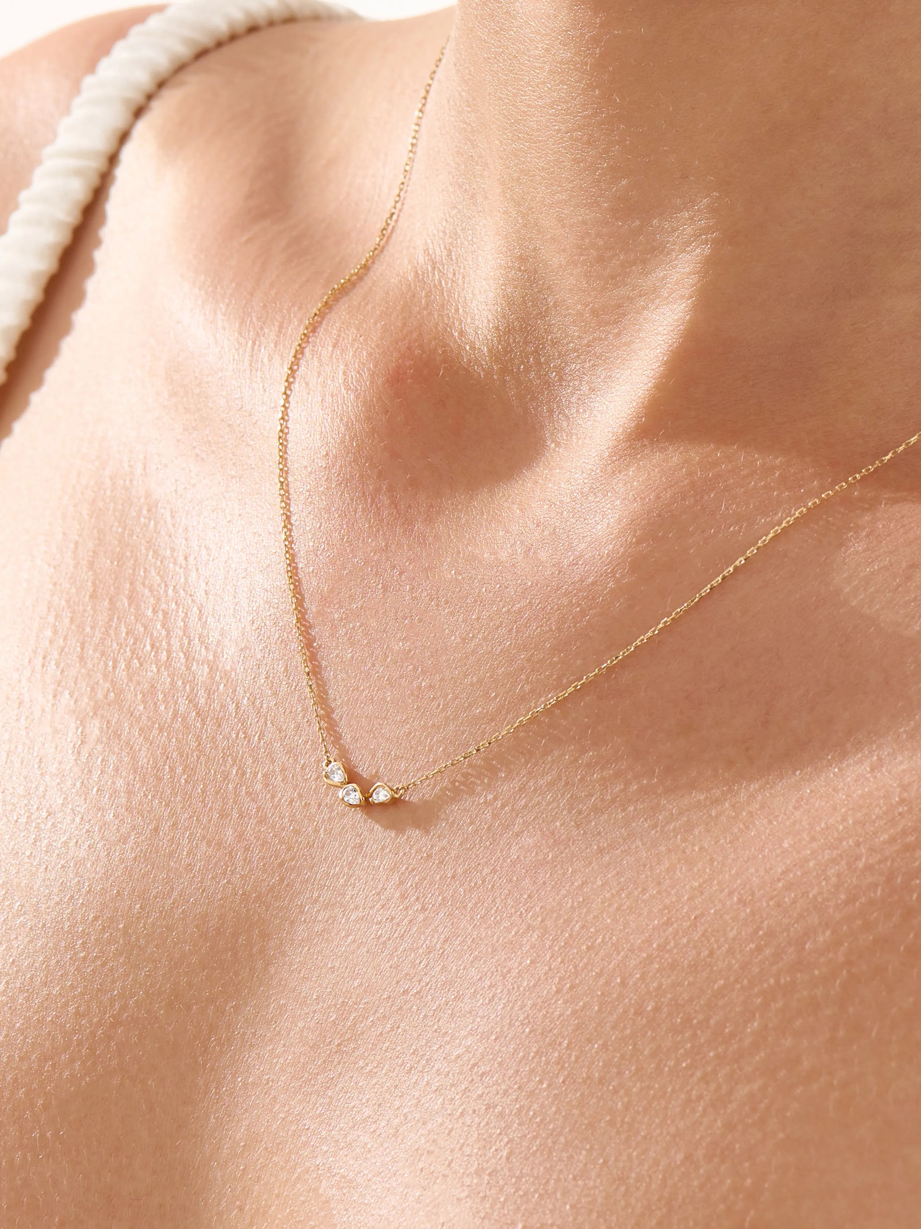 Pear Trio Necklace, solid gold necklace, view 3 | DiaFifth