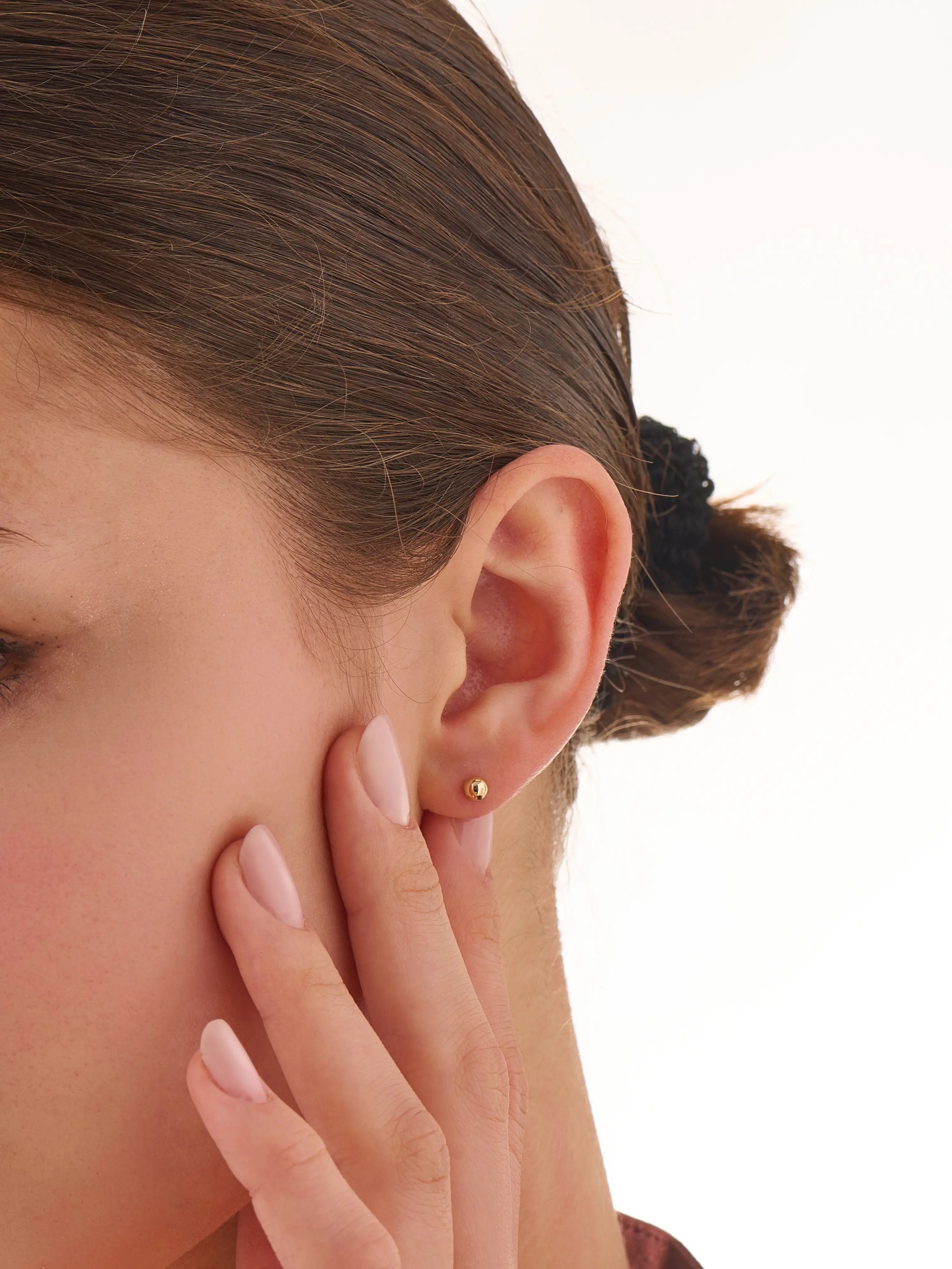 Ball Piercing, solid gold earrings, view 2 | DiaFifth
