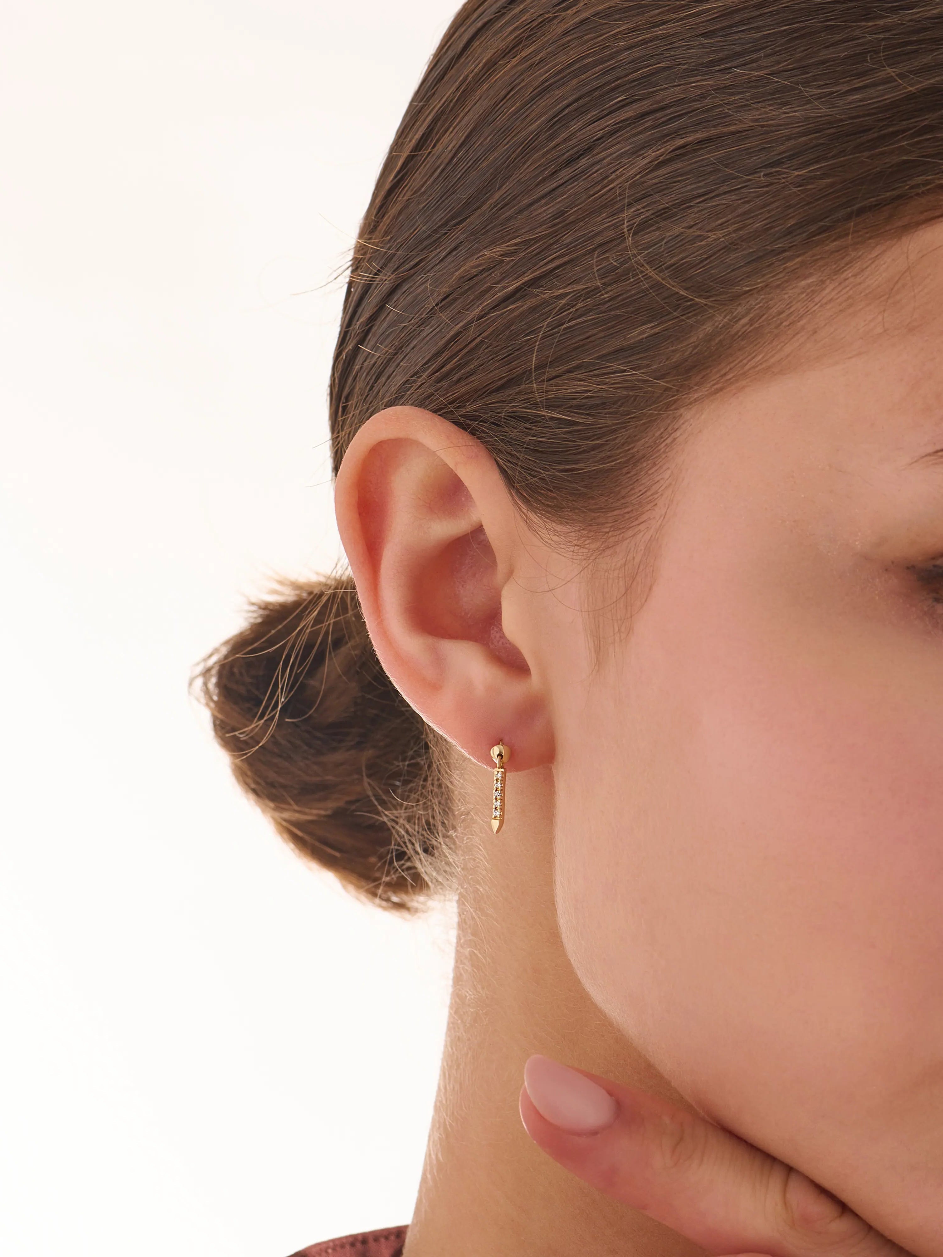 Dangle Piercing, solid gold earrings, view 4 | DiaFifth