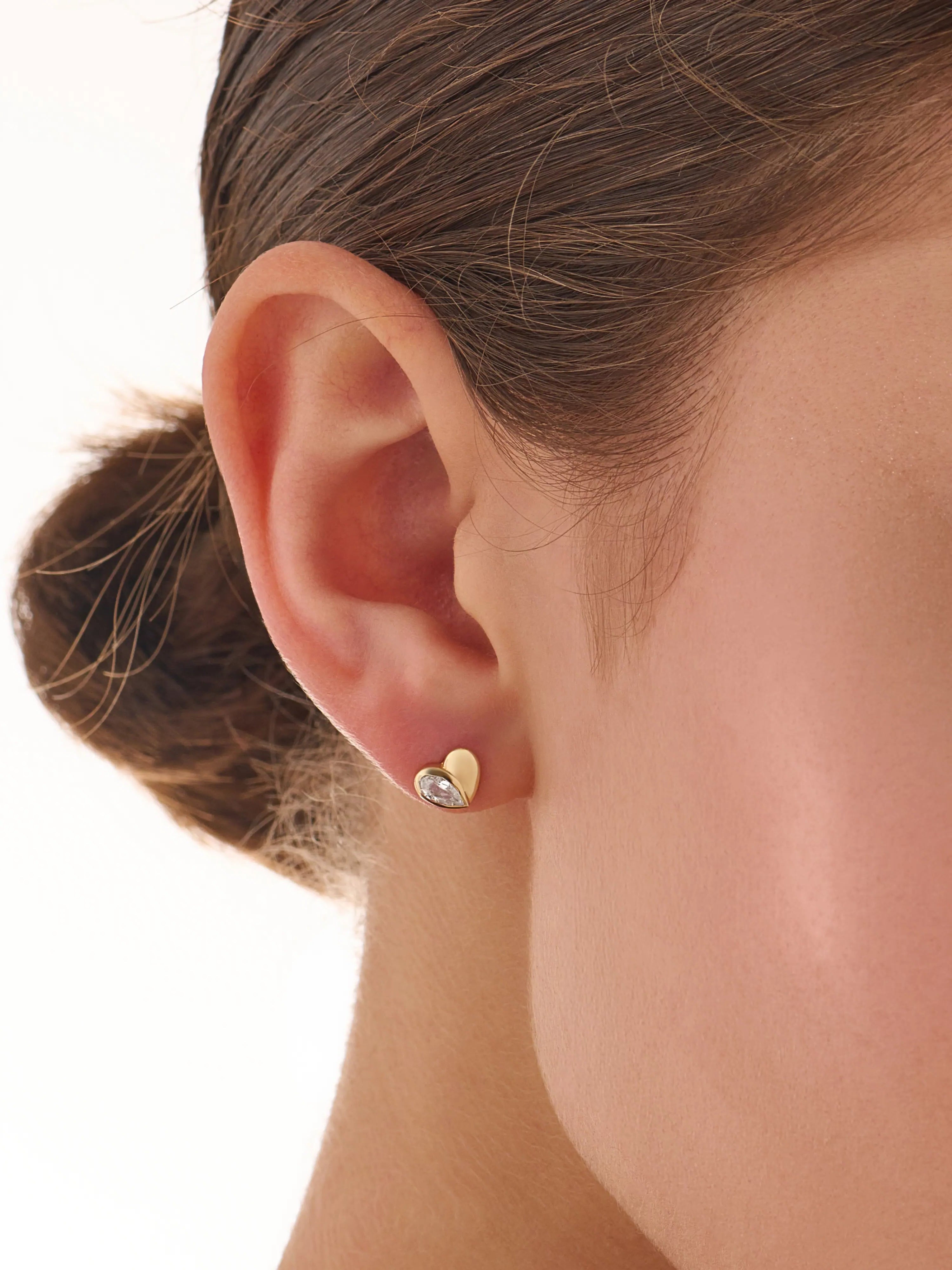Heart Piercing, solid gold earrings, view 4 | DiaFifth