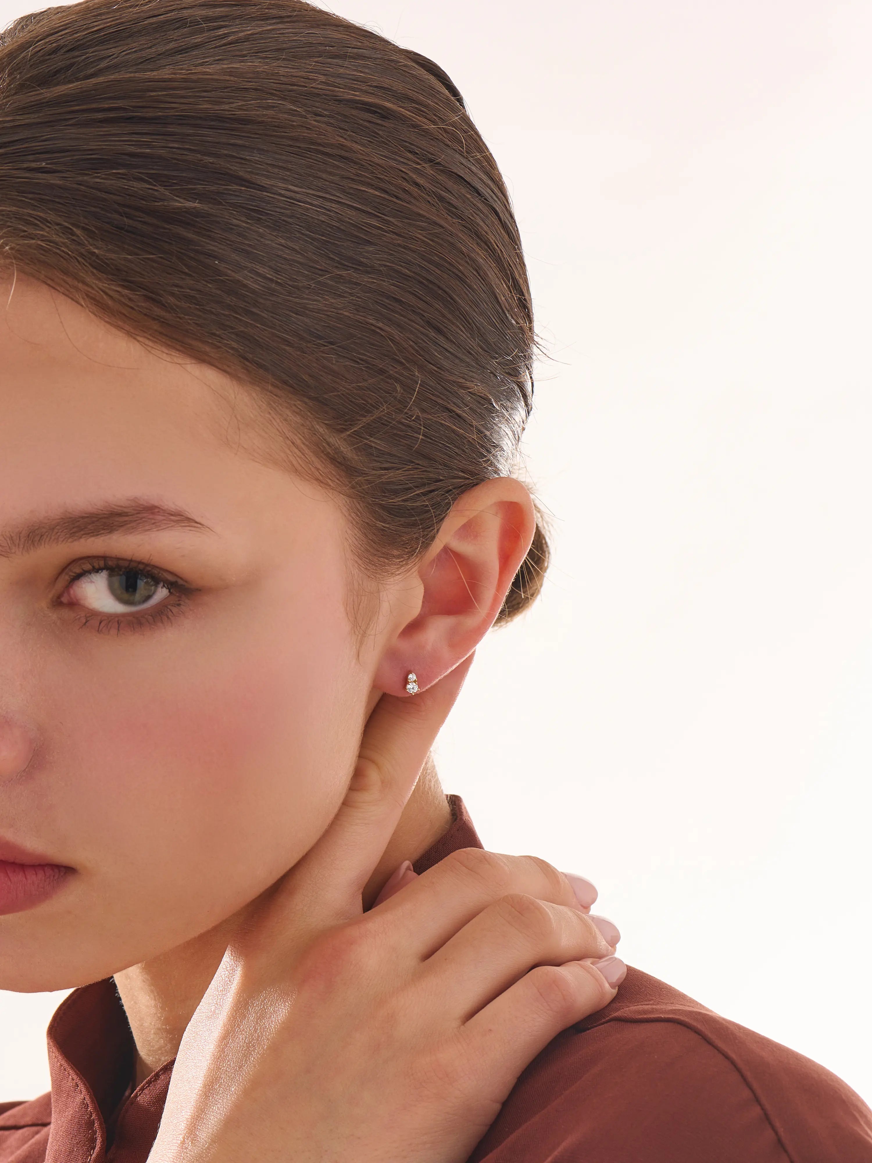 Pave Piercing, solid gold earrings, view 2 | DiaFifth