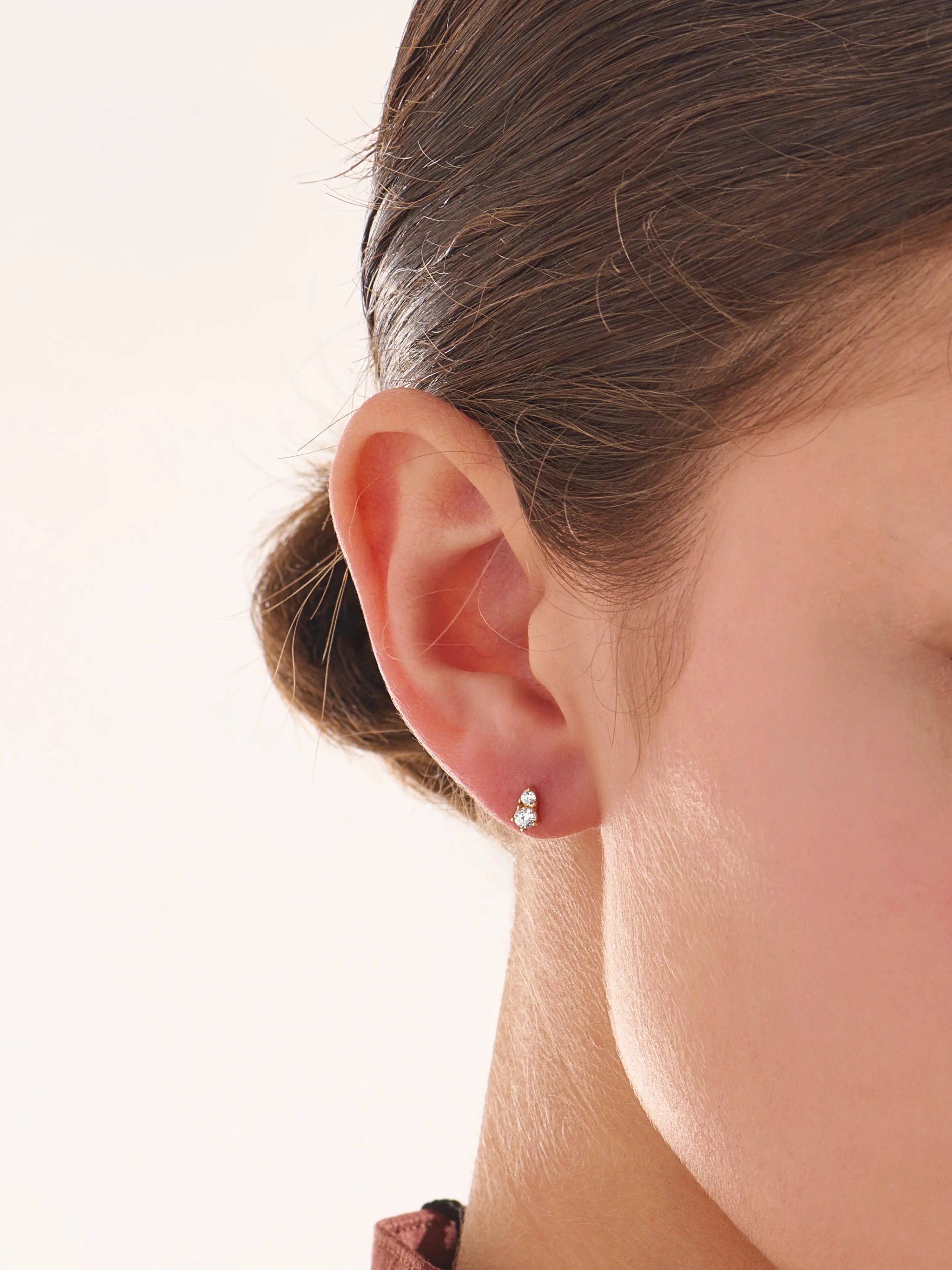 Pave Piercing, solid gold earrings, view 4 | DiaFifth