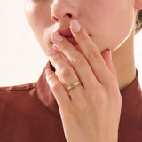 Pave Garnet Flower Wedding Band, solid gold ring, view 3 | DiaFifth