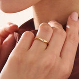 Sapphire Star Signet Ring, solid gold ring, view 3 | DiaFifth