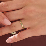 Wavy Emerald Wedding Band, solid gold ring, view 6 | DiaFifth