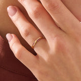 Wavy Garnet Wedding Band, solid gold ring, view 3 | DiaFifth