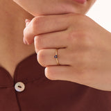 Sapphire Trefoil Stacking Ring, solid gold ring, view 6 | DiaFifth