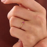 Ruby Trefoil Stacking Ring, solid gold ring, view 3 | DiaFifth