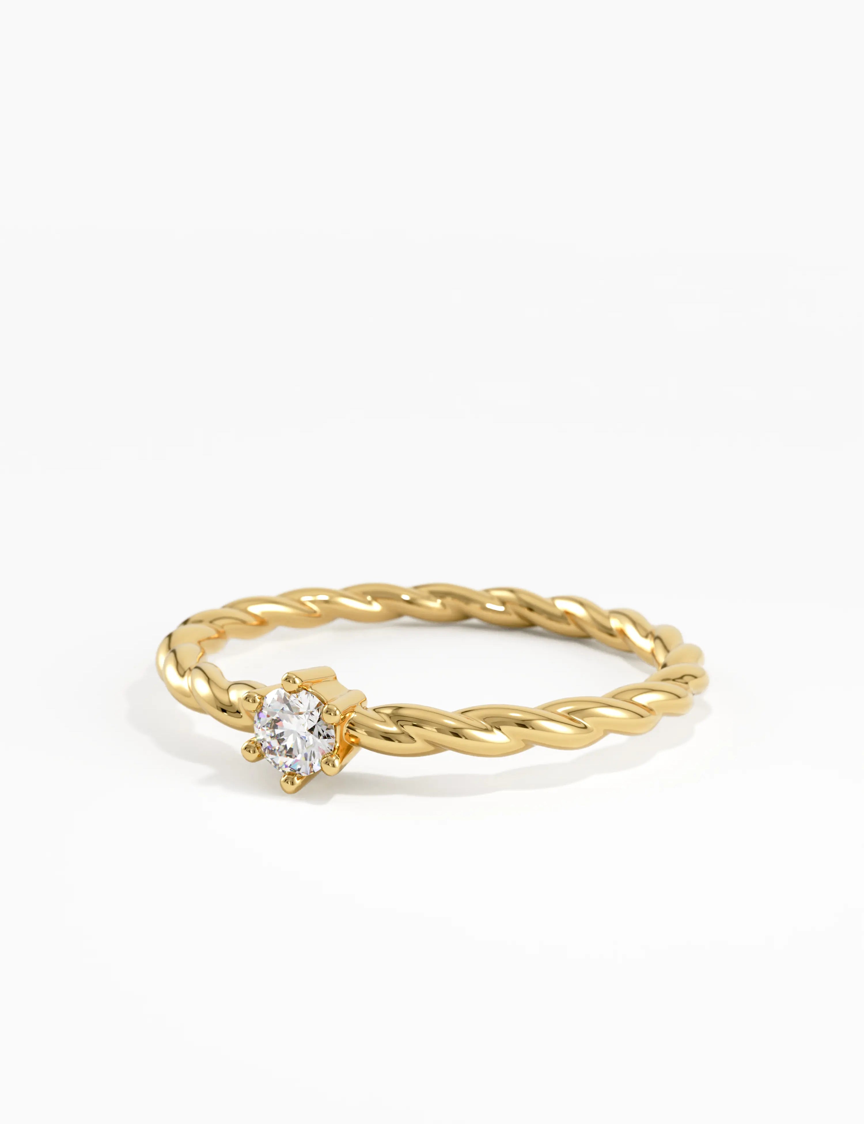 Twist Solitaire Ring in 14K