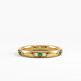 Tiny Emerald Wedding Band