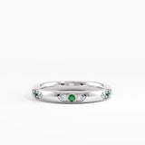 Tiny Emerald Wedding Band