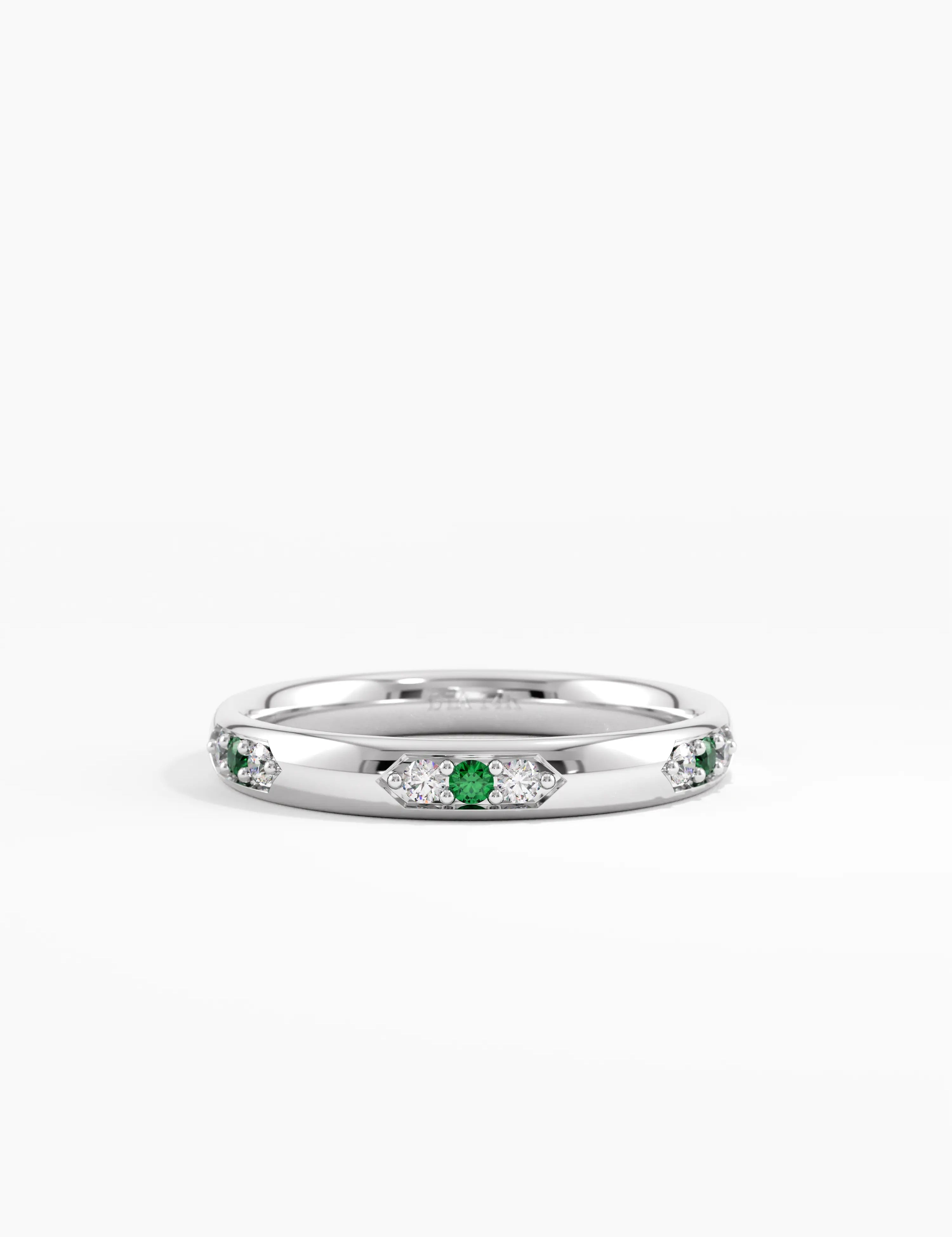 Tiny Emerald Wedding Band