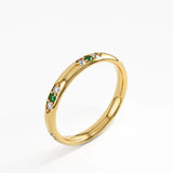 Tiny Emerald Wedding Band